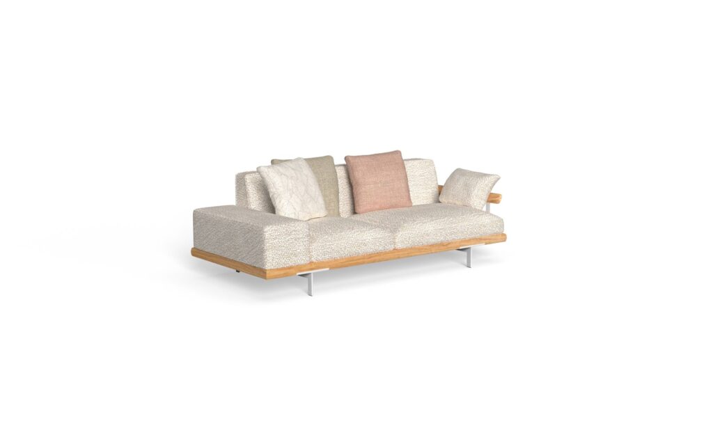 sofa 2 seater fabric dx + wood sx arm
