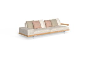 sofa 3 seater fabric dx + wood sx arm