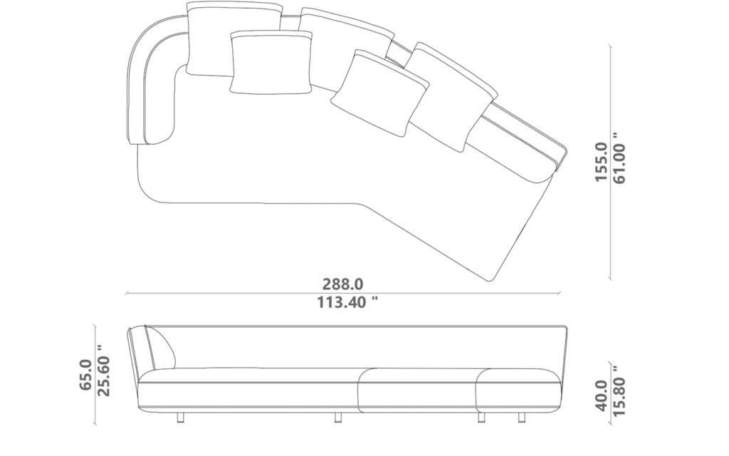Alma sofa oblique end dx