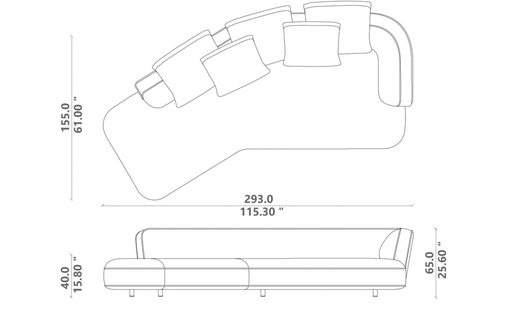 Alma sofa oblique sx