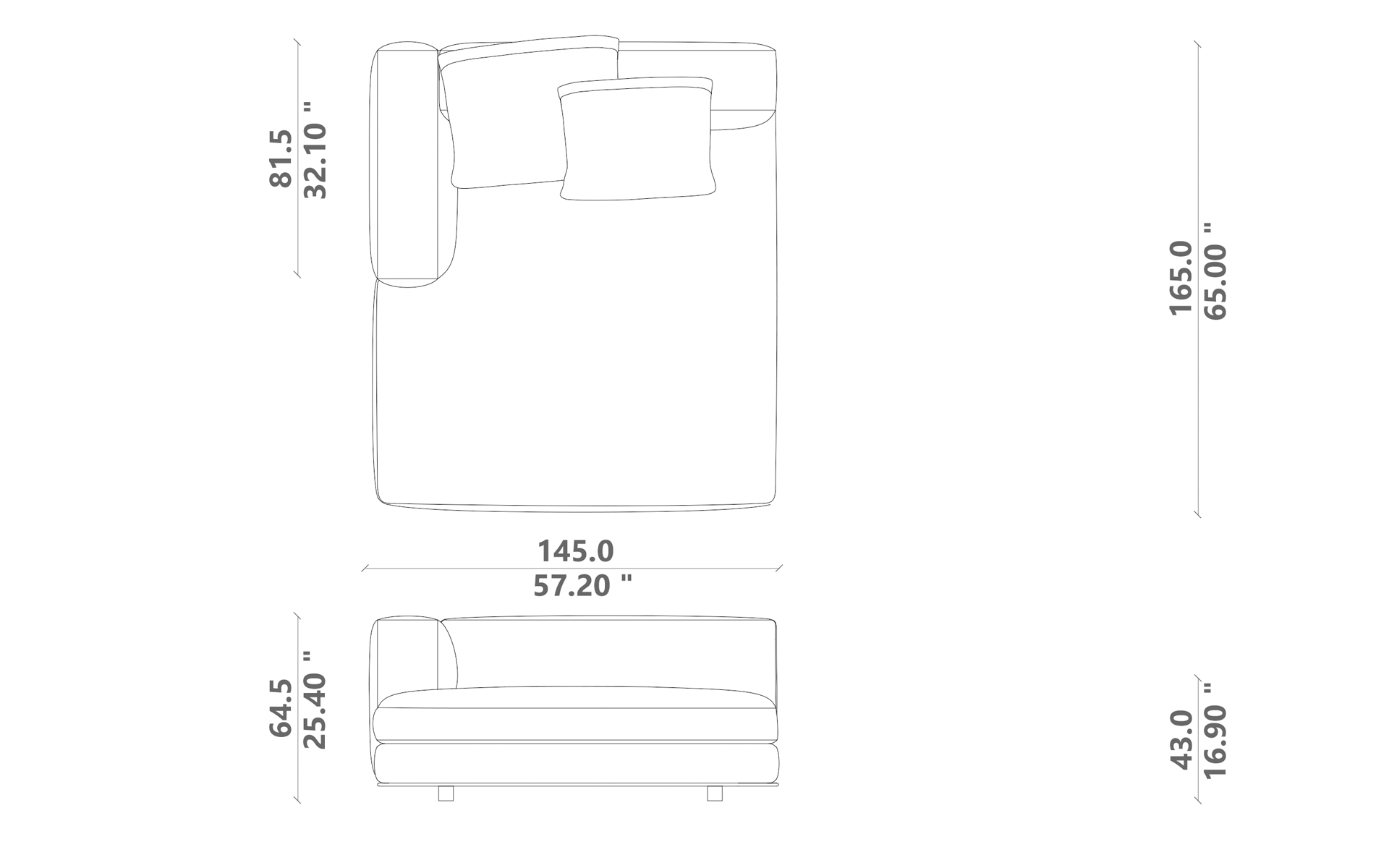 Marvin sofa chaise longue dx