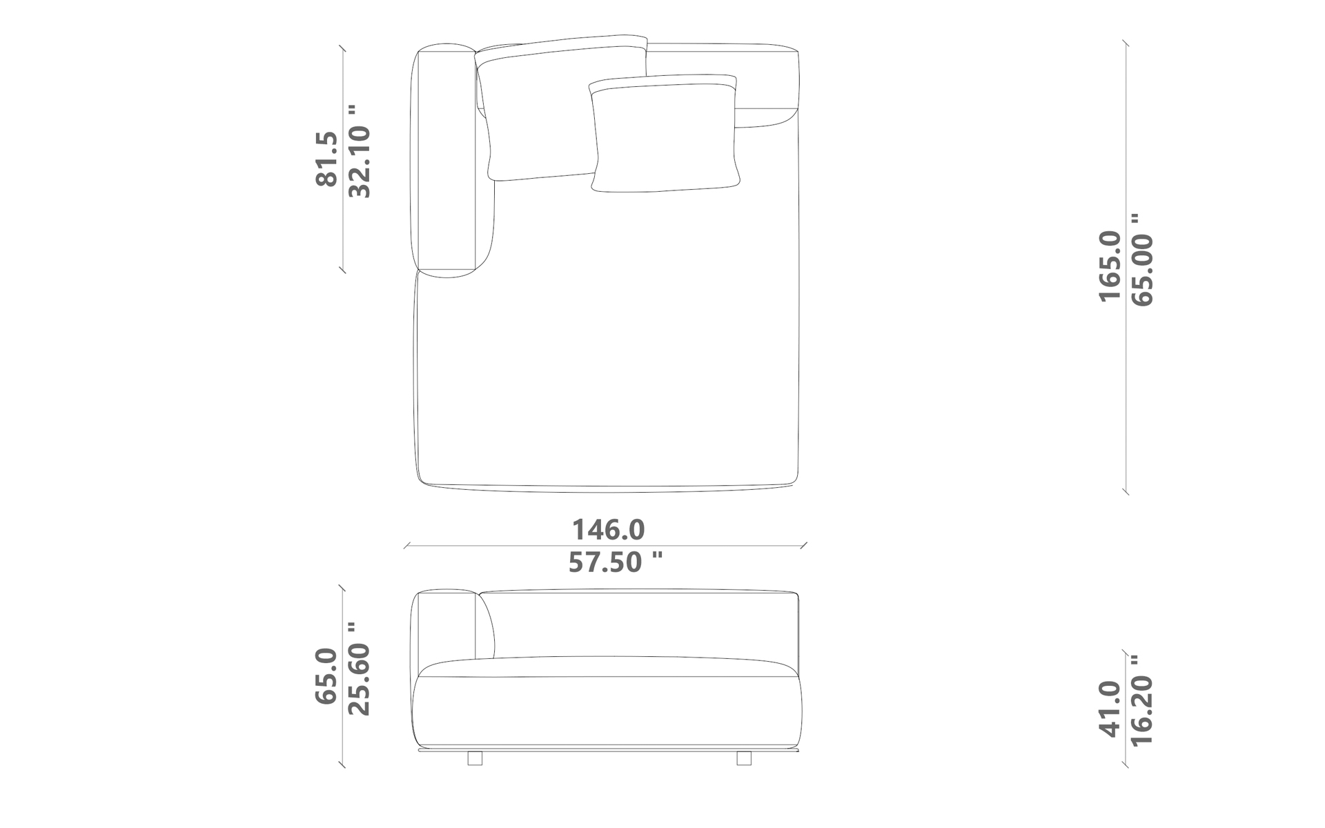 Paco sofa chaise longue dx