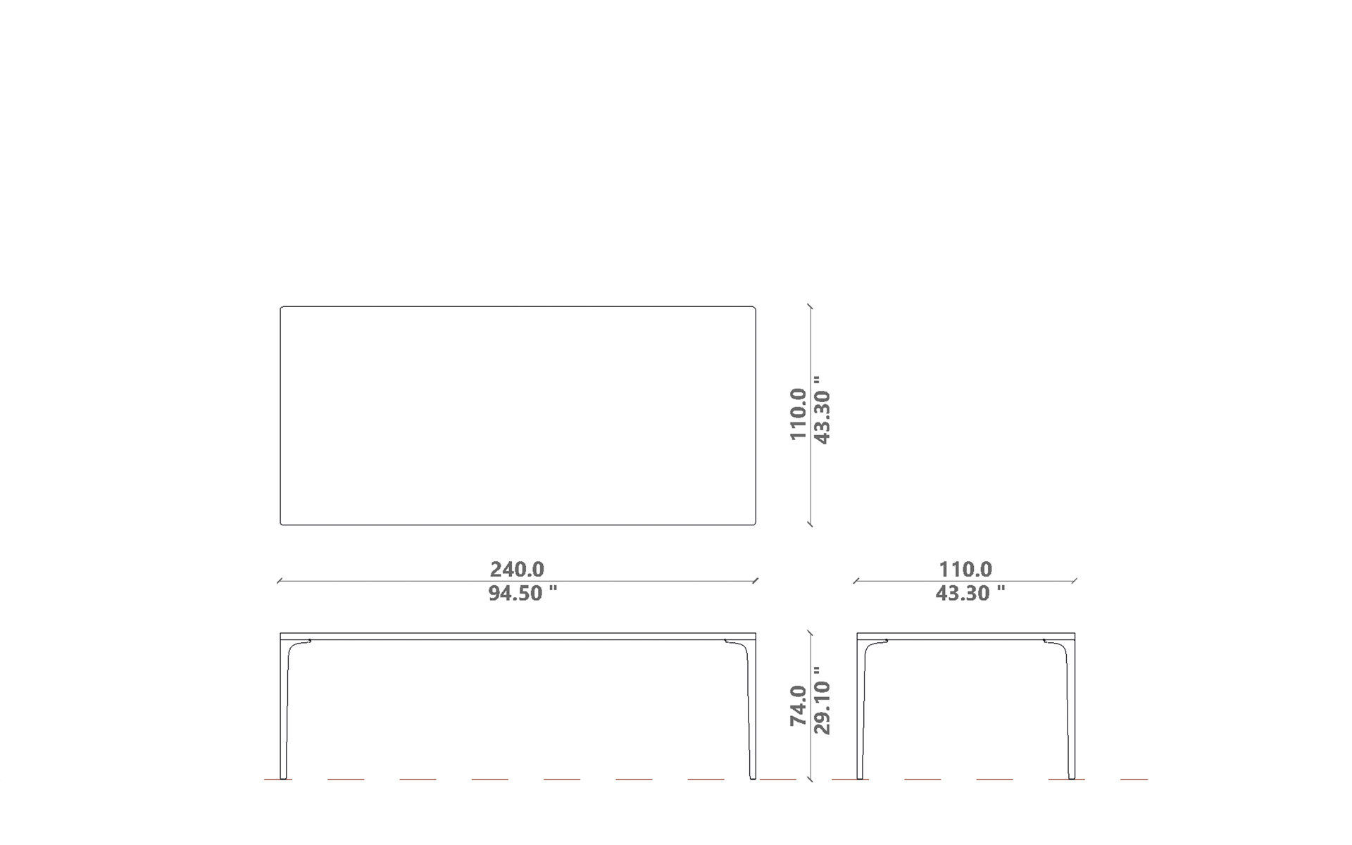 Soul Dining table 240x110x74H